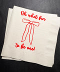 Oh What Fun Red Bow Birthday Christmas Pink Red December 1st Birthday Christmas Cocktail, Luncheon or Dinner Napkins Set of 25