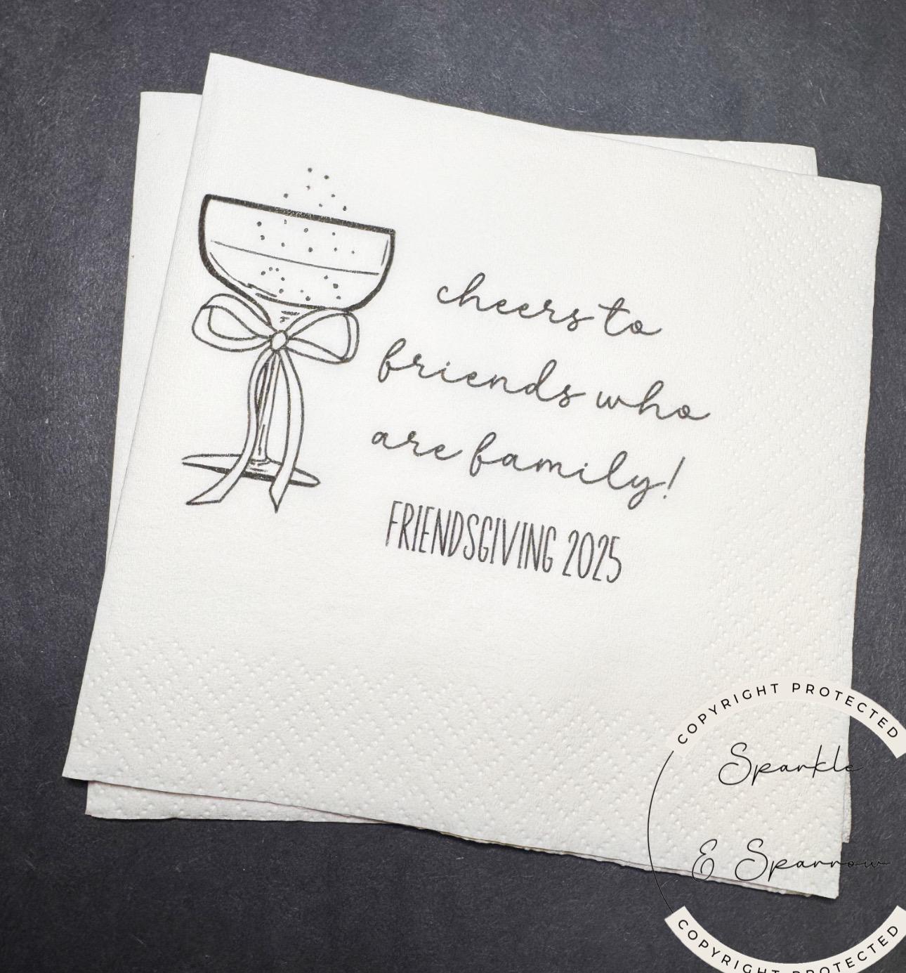 Friendsgiving Thankful for Cocktails 2025 Friendsgiving Cocktails Martini Funny Friendsgiving Cocktail, Luncheon or Dinner Napkins Set of 25