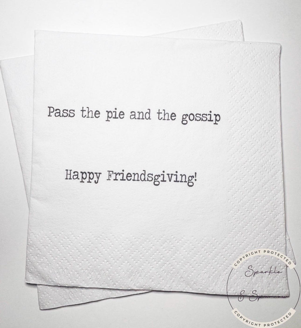 Friendsgiving Napkins Hostess Gift Funny Friends Thanksgiving Friendsgiving 2025 Dinner Party Cocktail, Luncheon or Dinner Napkins Set of 25