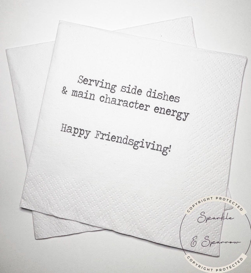 Friendsgiving Napkins Hostess Gift Funny Friends Thanksgiving Friendsgiving 2025 Dinner Party Cocktail, Luncheon or Dinner Napkins Set of 25