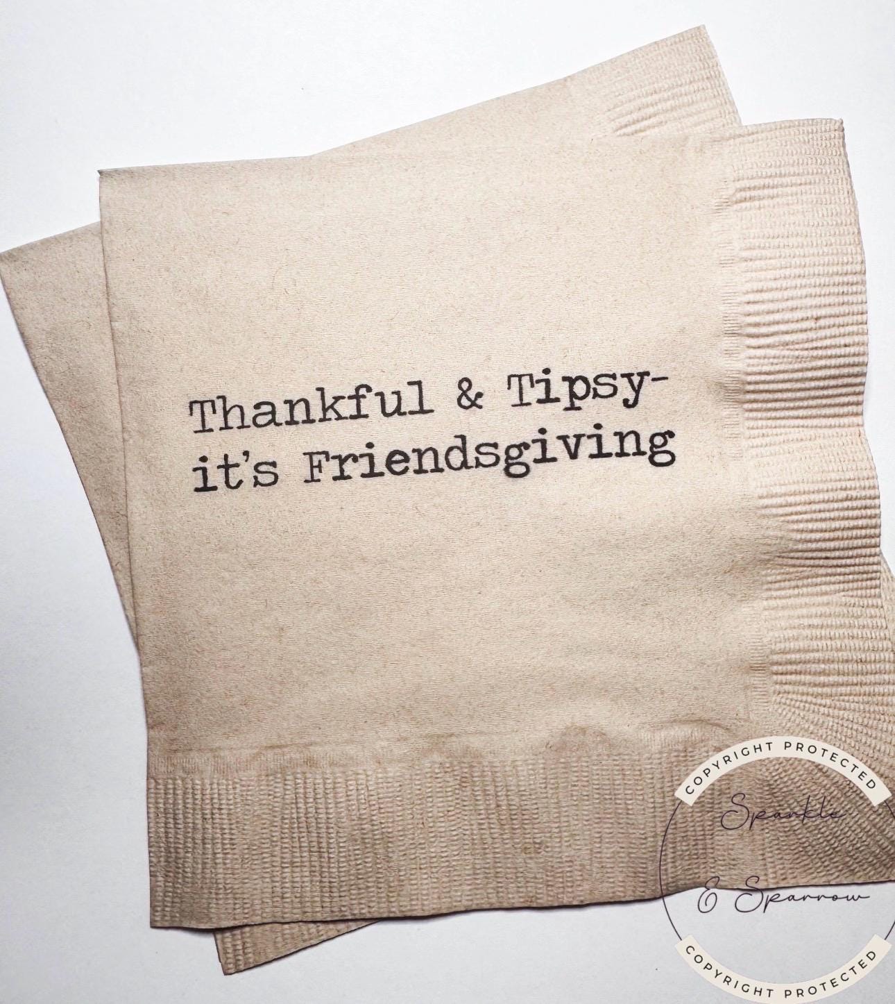 Friendsgiving Napkins Hostess Gift Funny Friends Thanksgiving Friendsgiving 2025 Dinner Party Kraft Cocktail or Dinner Napkins, Set of 25