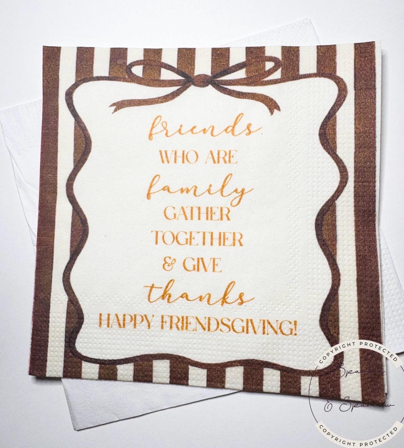 Friendsgiving Thanksgiving Friendsgiving 2025 Napkins Funny Friendsgiving Bow Dinner Party Cocktail, Luncheon or Dinner Napkins Set of 25