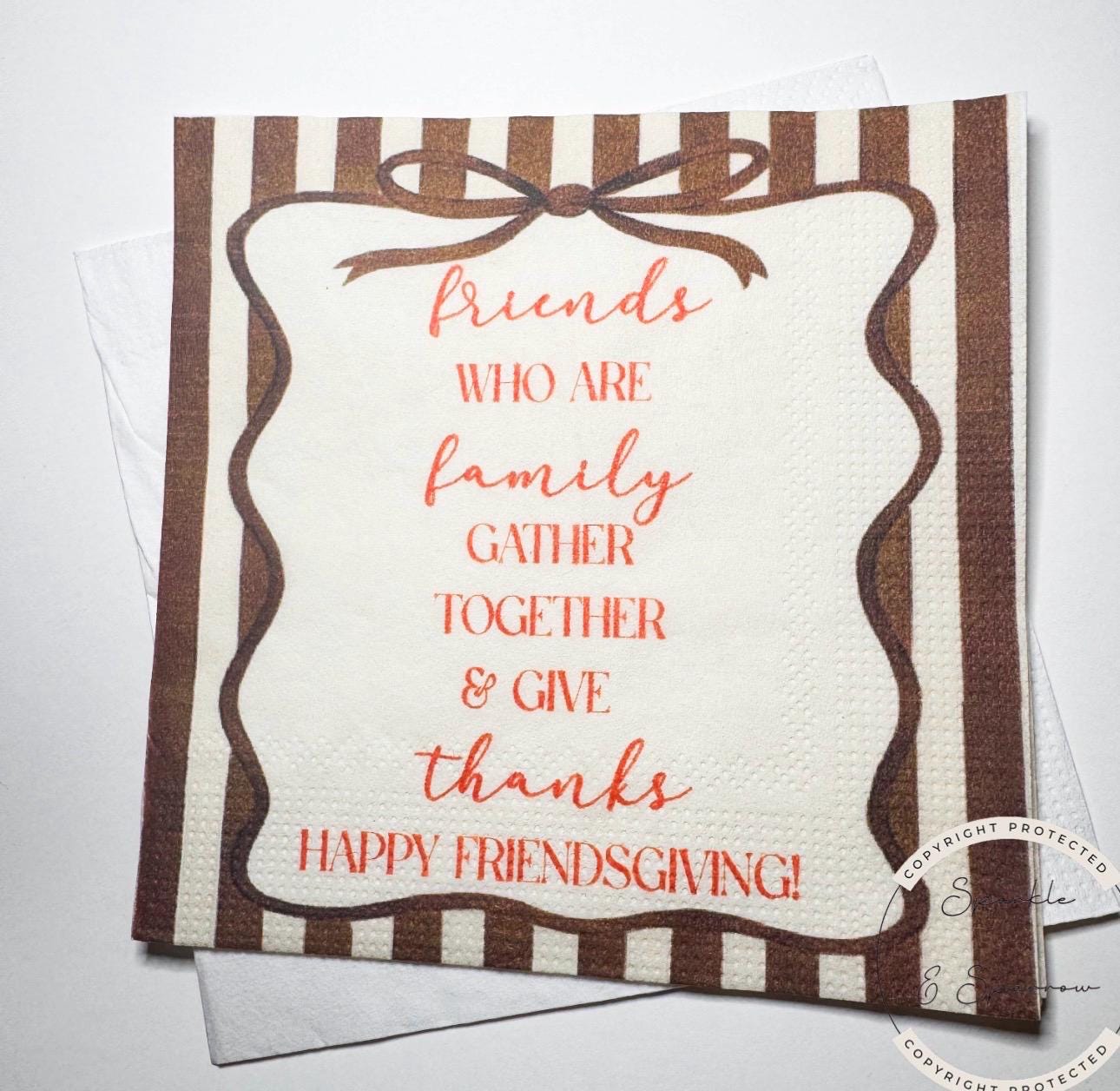 Friendsgiving Thanksgiving Friendsgiving 2025 Napkins Funny Friendsgiving Bow Dinner Party Cocktail, Luncheon or Dinner Napkins Set of 25