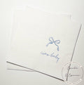 Ciao Baby Blue Bow Italian Baby Shower Ciao Bambino Blue Bow Baby Shower Summer Lemon Cocktail, Luncheon or Dinner Napkins Set of 25