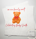 Teddy Bear Baby Shower We can Bearly Wait Red Bow Christmas Bear Baby Shower Personalized Cocktail, Luncheon or Dinner Napkins Set of 25