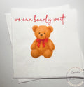 Teddy Bear Baby Shower We can Bearly Wait Red Bow Christmas Bear Baby Shower Cocktail, Luncheon or Dinner Napkins Set of 25