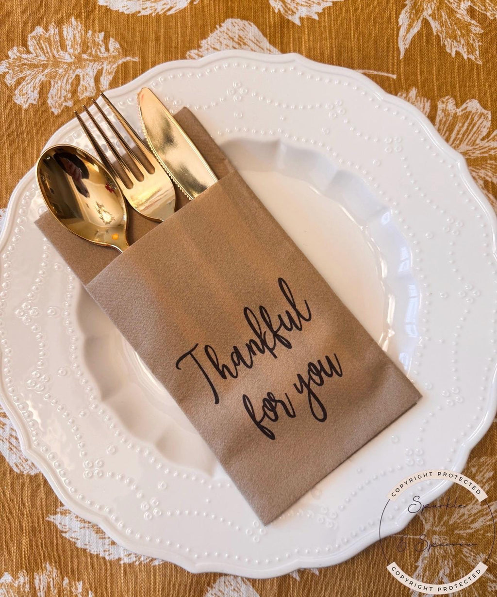 Thanksgiving Dinner Napkin Silverware Holder Thanksgiving Dinner Guest Towel Flatware Holder Place Holder Custom Thanksgiving Table Decor