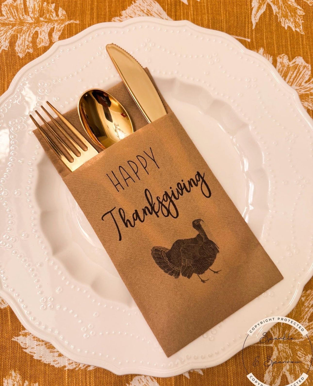 Thanksgiving Dinner Napkin Silverware Holder Thanksgiving Dinner Guest Towel Flatware Holder Place Holder Custom Thanksgiving Table Decor