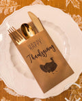 Thanksgiving Dinner Napkin Silverware Holder Thanksgiving Dinner Guest Towel Flatware Holder Place Holder Custom Thanksgiving Table Decor