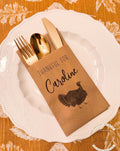 Thanksgiving Dinner Personalized Napkin Silverware Holder Thanksgiving Guest Towel Flatware Holder Place Holder Custom Thanksgiving Decor
