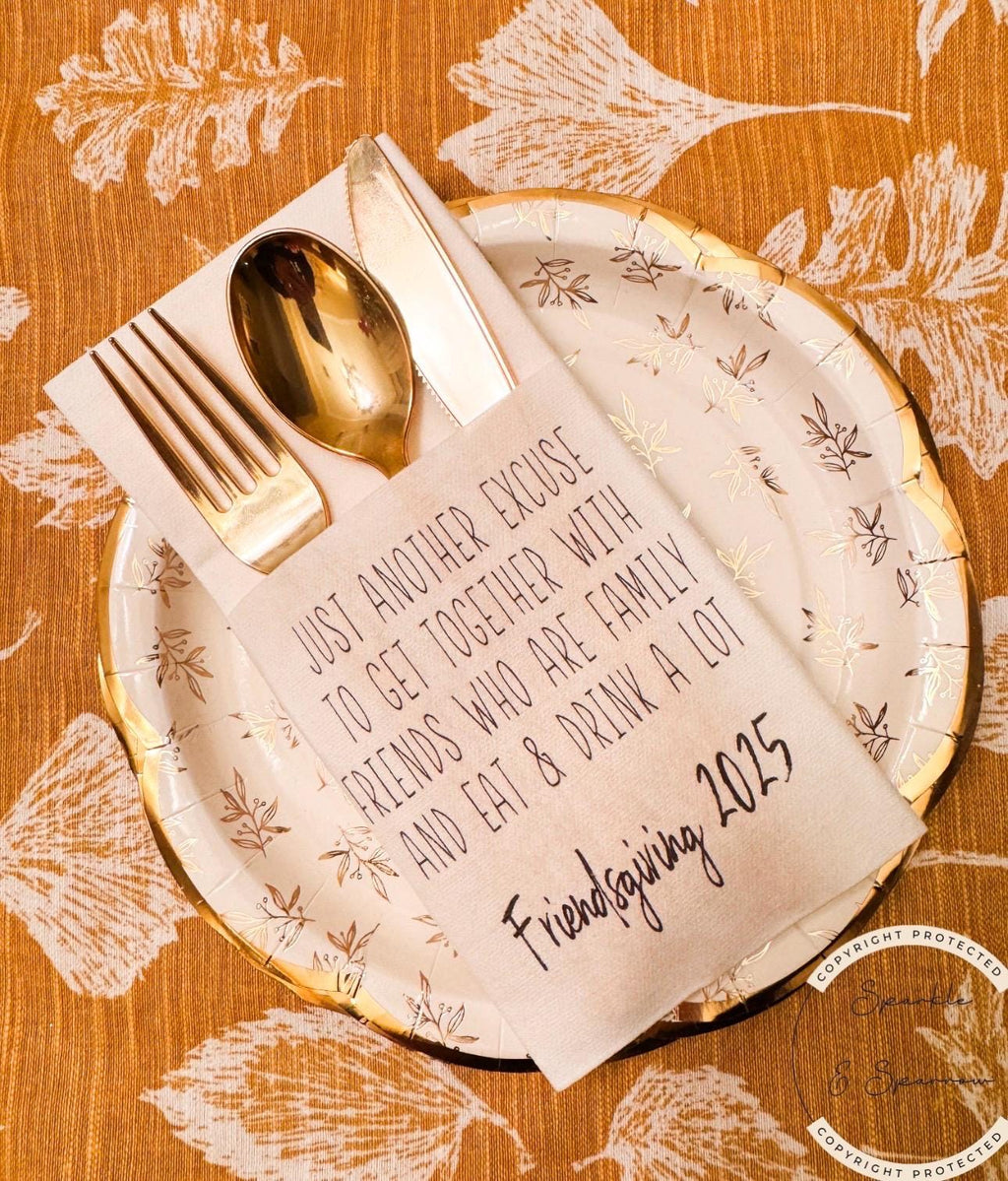 Friendsgiving Napkin Silverware Holder Friendsgiving Dinner Guest Towel Flatware Holder Place Holder Custom Friendsgiving Table Decor