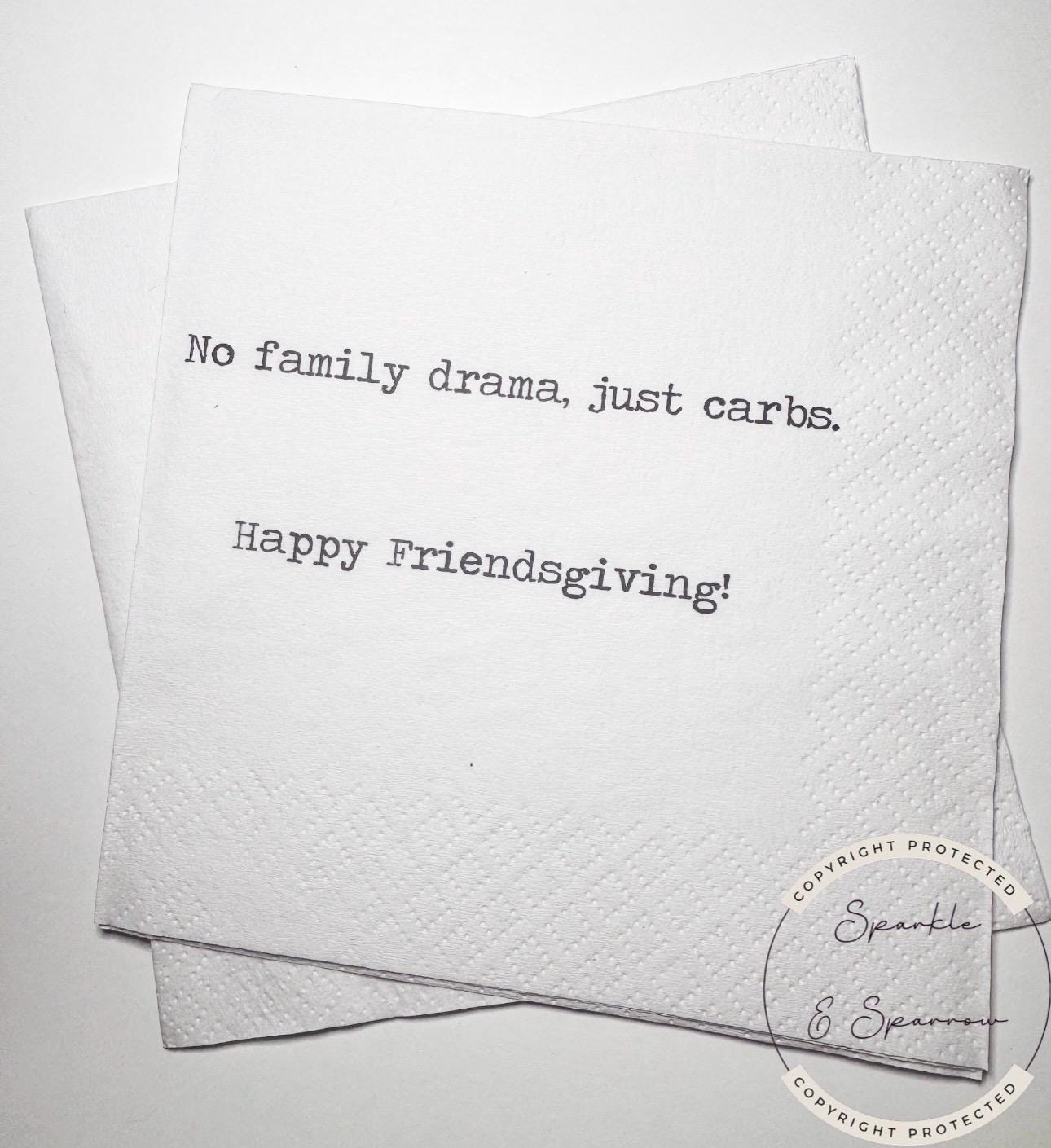 Friendsgiving Napkins Hostess Gift Funny Friends Thanksgiving Friendsgiving 2025 Dinner Party Cocktail, Luncheon or Dinner Napkins Set of 25