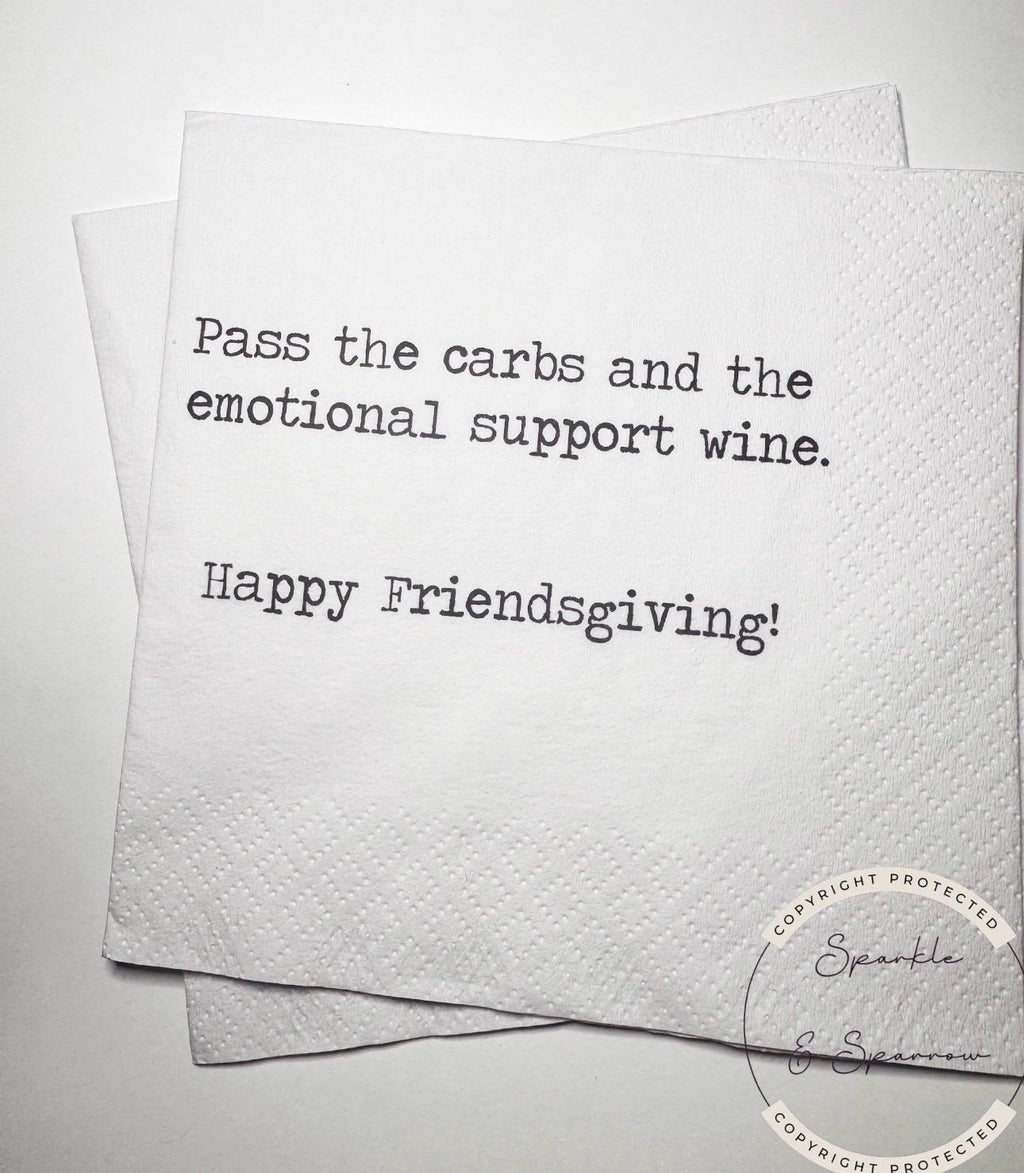 Friendsgiving Napkins Hostess Gift Funny Friends Thanksgiving Friendsgiving 2025 Dinner Party Cocktail, Luncheon or Dinner Napkins Set of 25