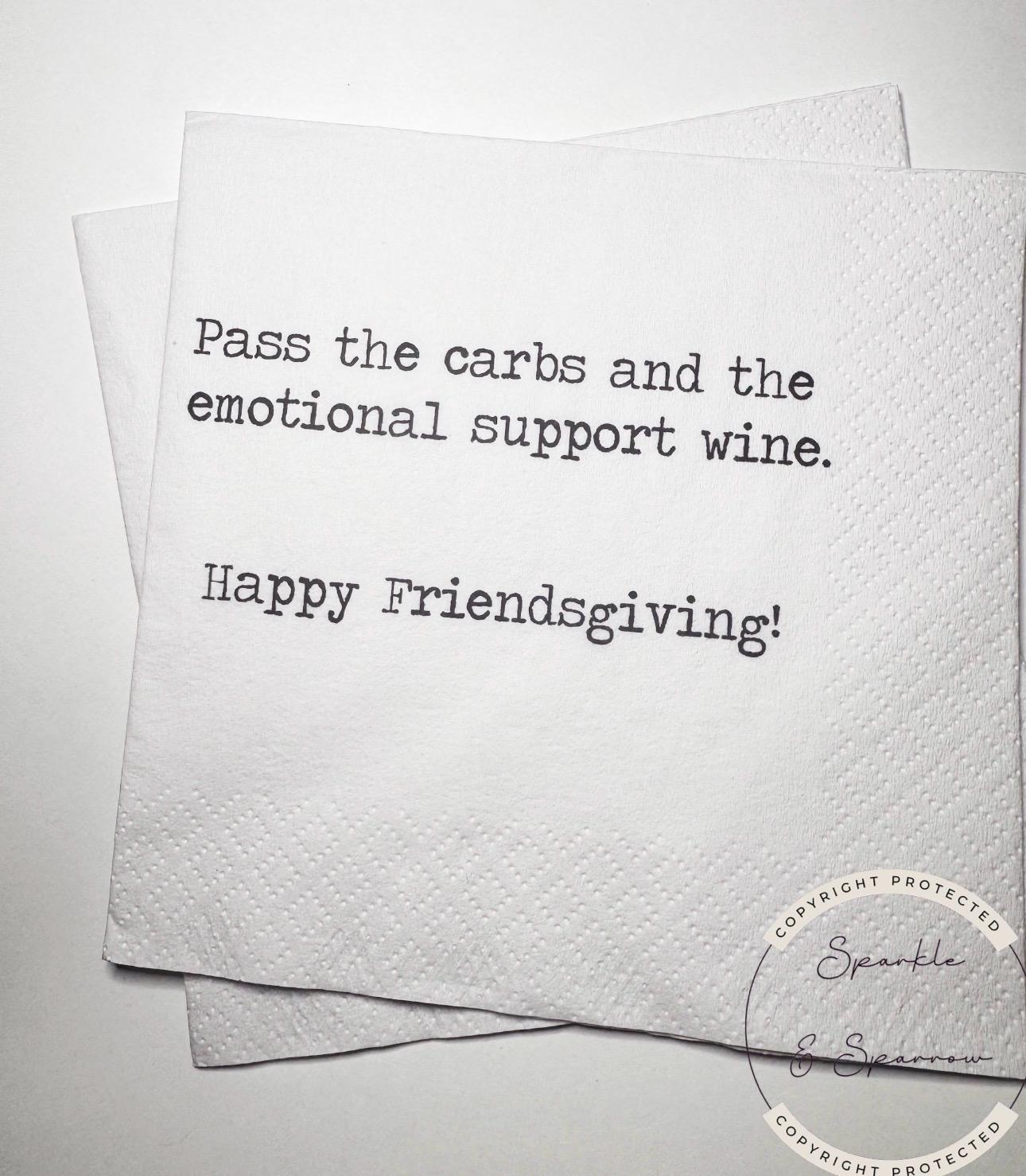 Friendsgiving Napkins Hostess Gift Funny Friends Thanksgiving Friendsgiving 2025 Dinner Party Cocktail, Luncheon or Dinner Napkins Set of 25