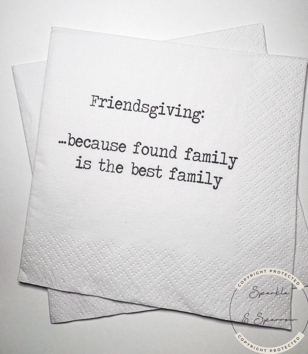 Friendsgiving Napkins Hostess Gift Funny Friends Thanksgiving Friendsgiving 2025 Dinner Party Cocktail, Luncheon or Dinner Napkins Set of 25