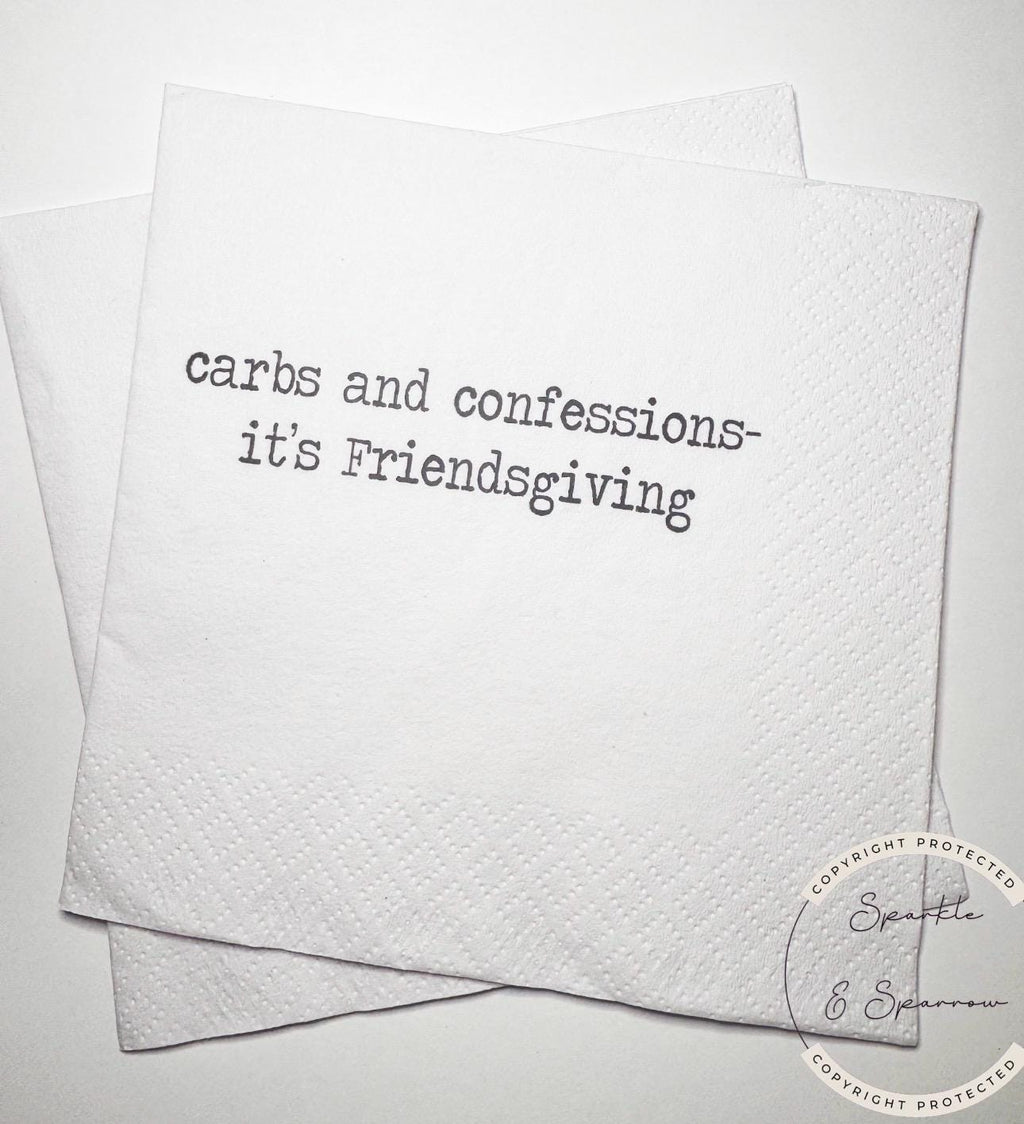 Friendsgiving Napkins Hostess Gift Funny Friends Thanksgiving Friendsgiving 2025 Dinner Party Cocktail, Luncheon or Dinner Napkins Set of 25