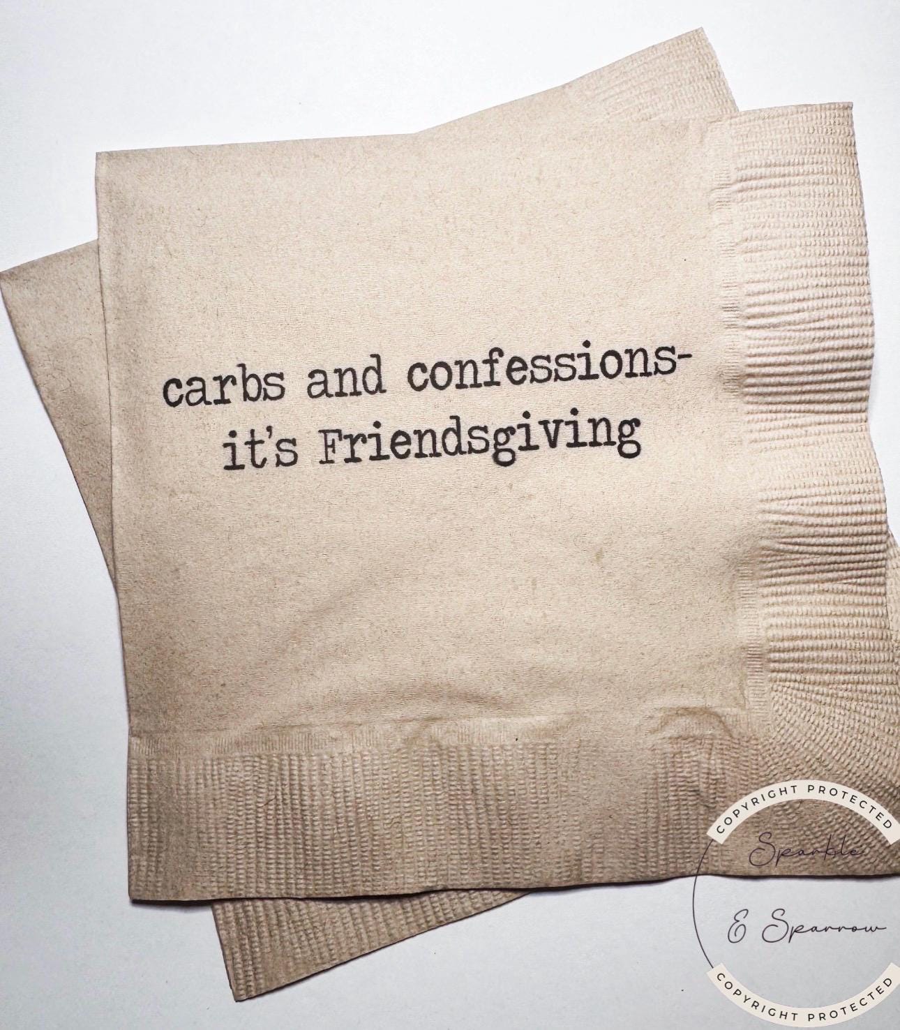 Friendsgiving Napkins Hostess Gift Funny Friends Thanksgiving Friendsgiving 2025 Dinner Party Kraft Cocktail or Dinner Napkins, Set of 25