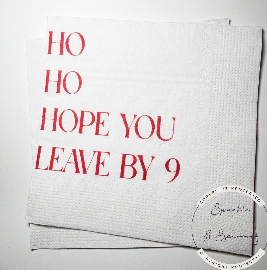 Hostess Gift Holiday Hostess Gift Ho Ho Hope You Leave Napkins Christmas Party Napkins Hostess Gift Funny Snarky Cocktail Napkins, Set of 25