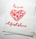 Love at First Slice Engagement Party Napkins Pizza Rehearsal Dinner Christmas Rehearsal Dinner Heart Pizza Italian Napkins, Set of 25