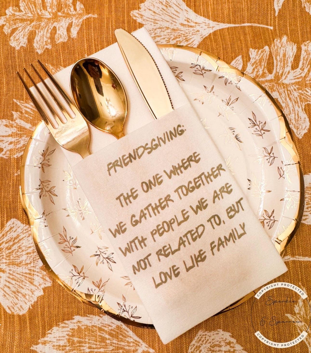 Friendsgiving Napkin Silverware Holder Friendsgiving Dinner Guest Towel Flatware Holder Place Holder Custom Friendsgiving Table Decor