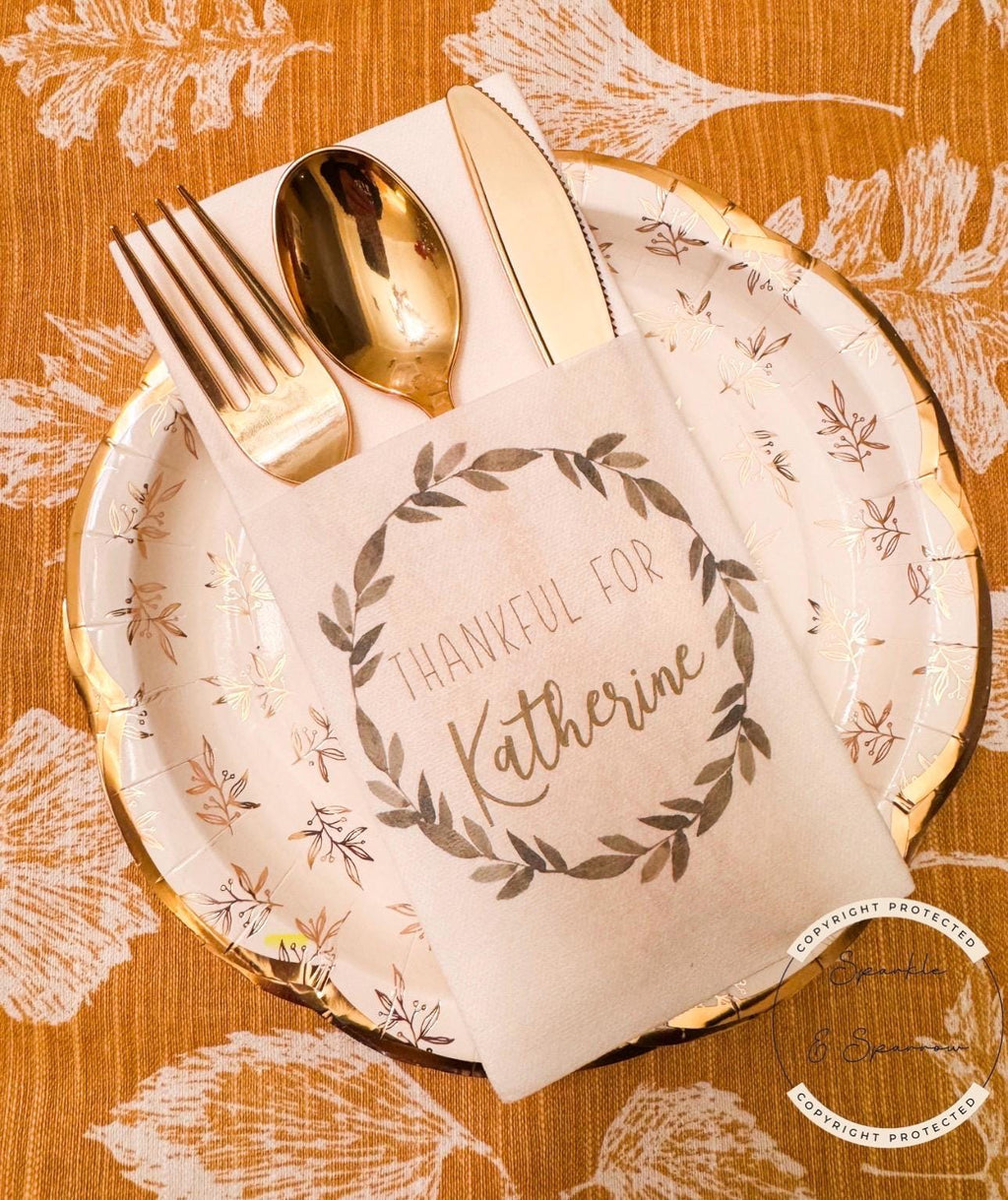 Thanksgiving Dinner Personalized Napkin Silverware Holder Thanksgiving Guest Towel Flatware Holder Place Holder Custom Thanksgiving Decor