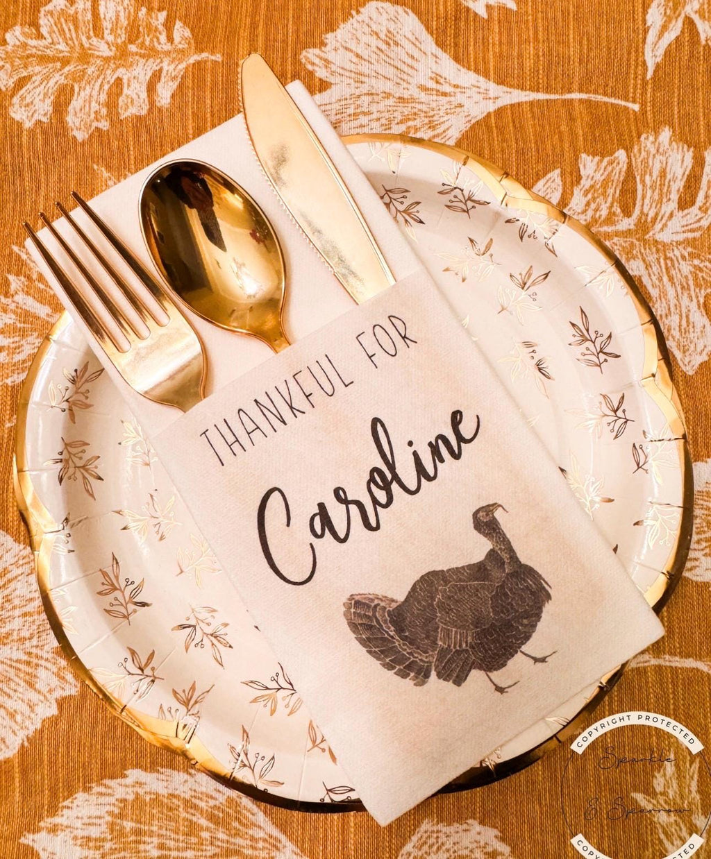 Thanksgiving Dinner Personalized Napkin Silverware Holder Thanksgiving Guest Towel Flatware Holder Place Holder Custom Thanksgiving Decor