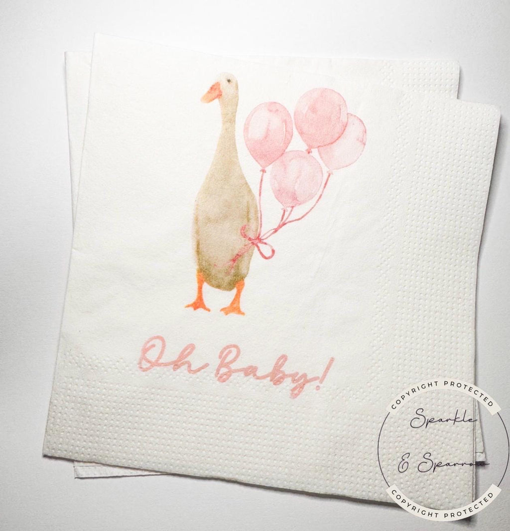 Goose Baby Shower Silly Goose is on the Way Pink Goose Baby Shower Silly Goose on the Loose Cocktail, Luncheon or Dinner Napkins Set of 25