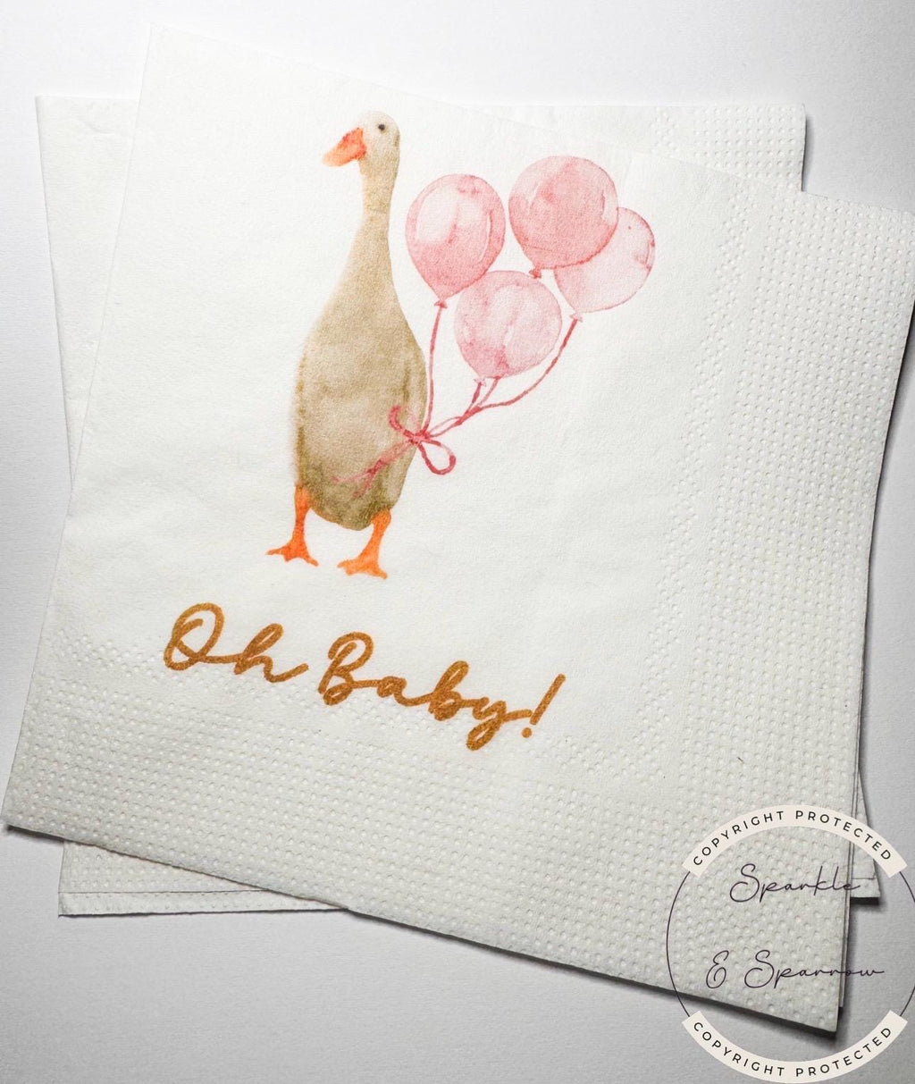 Goose Baby Shower Silly Goose is on the Way Pink Goose Baby Shower Silly Goose on the Loose Cocktail, Luncheon or Dinner Napkins Set of 25