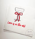 Love is in the Air Bridal Shower Red Bow Champagne Engagement Party Valentines Engagement Cocktail, Luncheon or Dinner Napkins, Set of 25