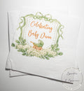 Baby Carriage Watercolor Crest Monogram Green Bow Baby Shower Personalized Cocktail, Luncheon or Dinner Napkins Set of 25