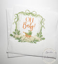 Baby Carriage Watercolor Crest Gender Neutral Shower Green Bow Baby Shower Personalized Cocktail, Luncheon or Dinner Napkins Set of 25