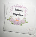 Baby Carriage Watercolor Crest Monogram Purple Bow Baby Shower Lavender Baby Personalized Cocktail, Luncheon or Dinner Napkins Set of 25