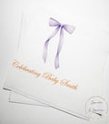 Purple Bow Baby Shower Oh Baby Lavender Bow Baby Shower Purple Bow Personalized Napkins Cocktail, Luncheon or Dinner Napkins Set of 25