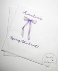 She's Tying the Knot Purple Bow Bridal Shower Personalized Bridal Napkins Purple Bow Wedding Cocktail, Luncheon or Dinner Napkins Set of 25