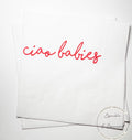Ciao Babies  Red Bow Italian Twins Baby Shower Ciao Bambino Pink Red Baby Shower Summer Lemon Cocktail, Luncheon or Dinner Napkins Set of 25