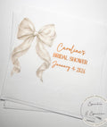 She's Tying the Knot White Bow Bridal Shower Personalized Bridal Napkins White Bow Wedding Cocktail, Luncheon or Dinner Napkins Set of 25
