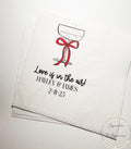 Love is in the Air Valentine Engagement Party Champagne Red Bow Bridal Shower Personalized Cocktail, Luncheon or Dinner Napkins Set of 25