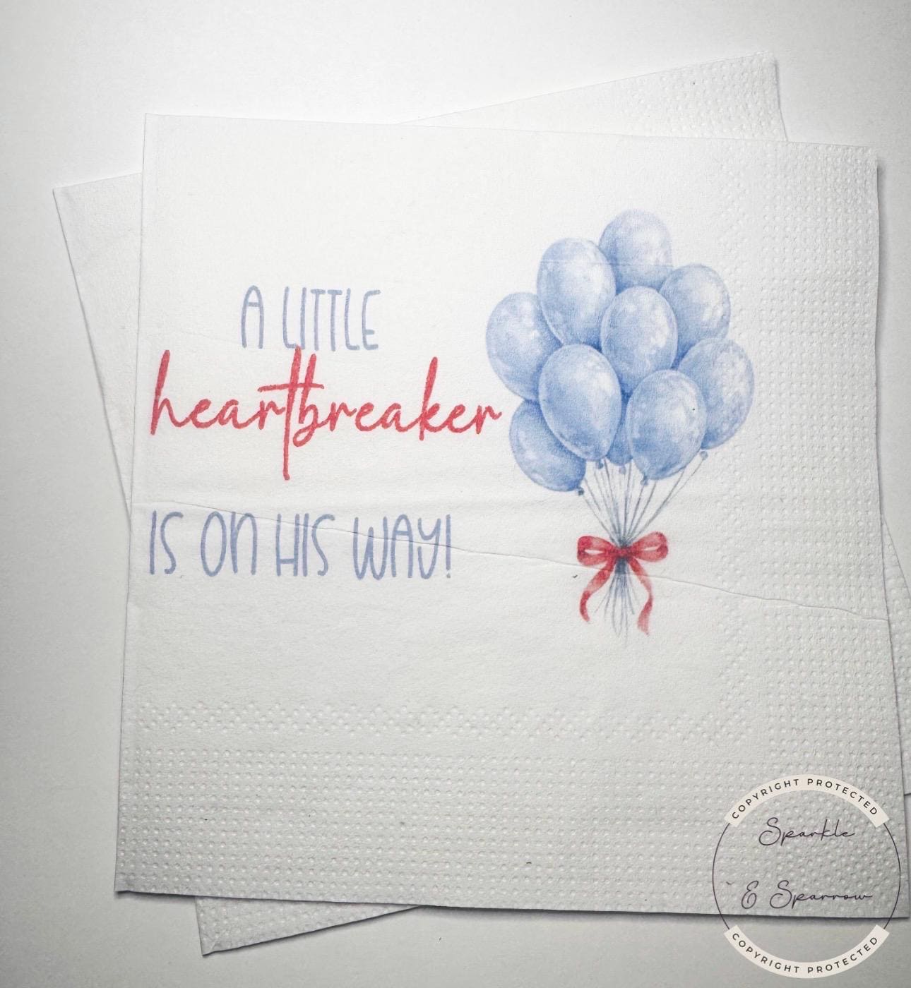 A Little Heartbreaker is on His Way Baby Shower Valentine Baby Shower Heartbreaker Shower Cocktail, Luncheon or Dinner Napkins Set of 25