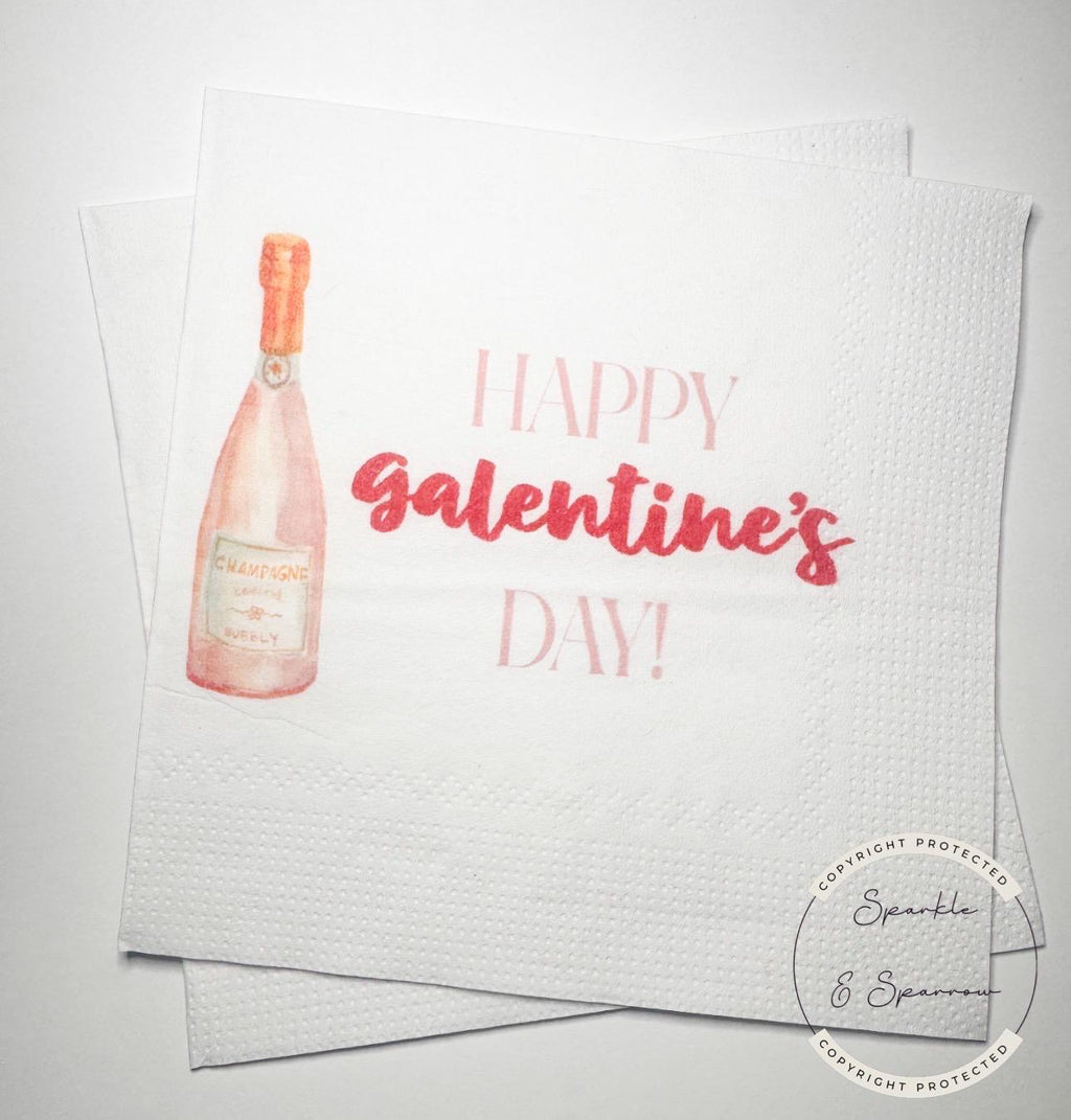 Galentines Day Pink Champagne Prosecco Favorite Things Party Galentines Day Gals Brunch Cocktail, Luncheon or Dinner Napkins, Set of 25