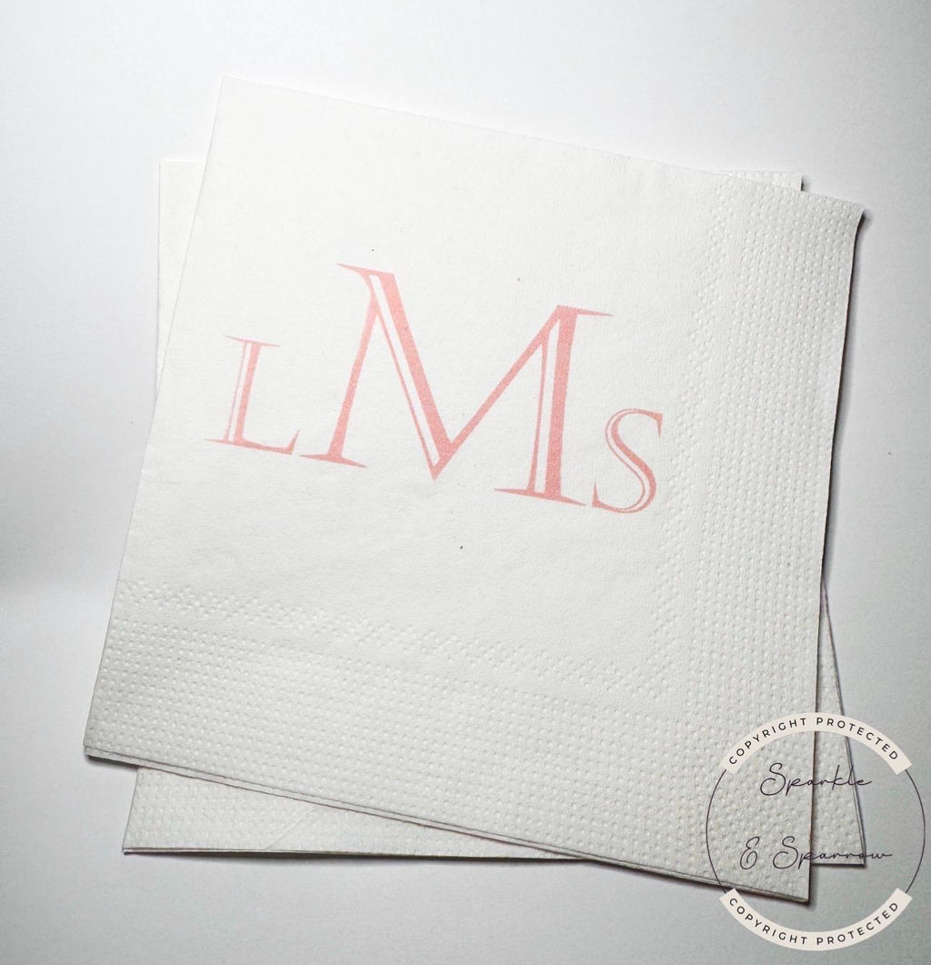 Monogram Baby Shower Monogram Birthday Bridal Shower Grandmillenial Baby Shower Personalized Cocktail, Luncheon or Dinner Napkins Set of 25