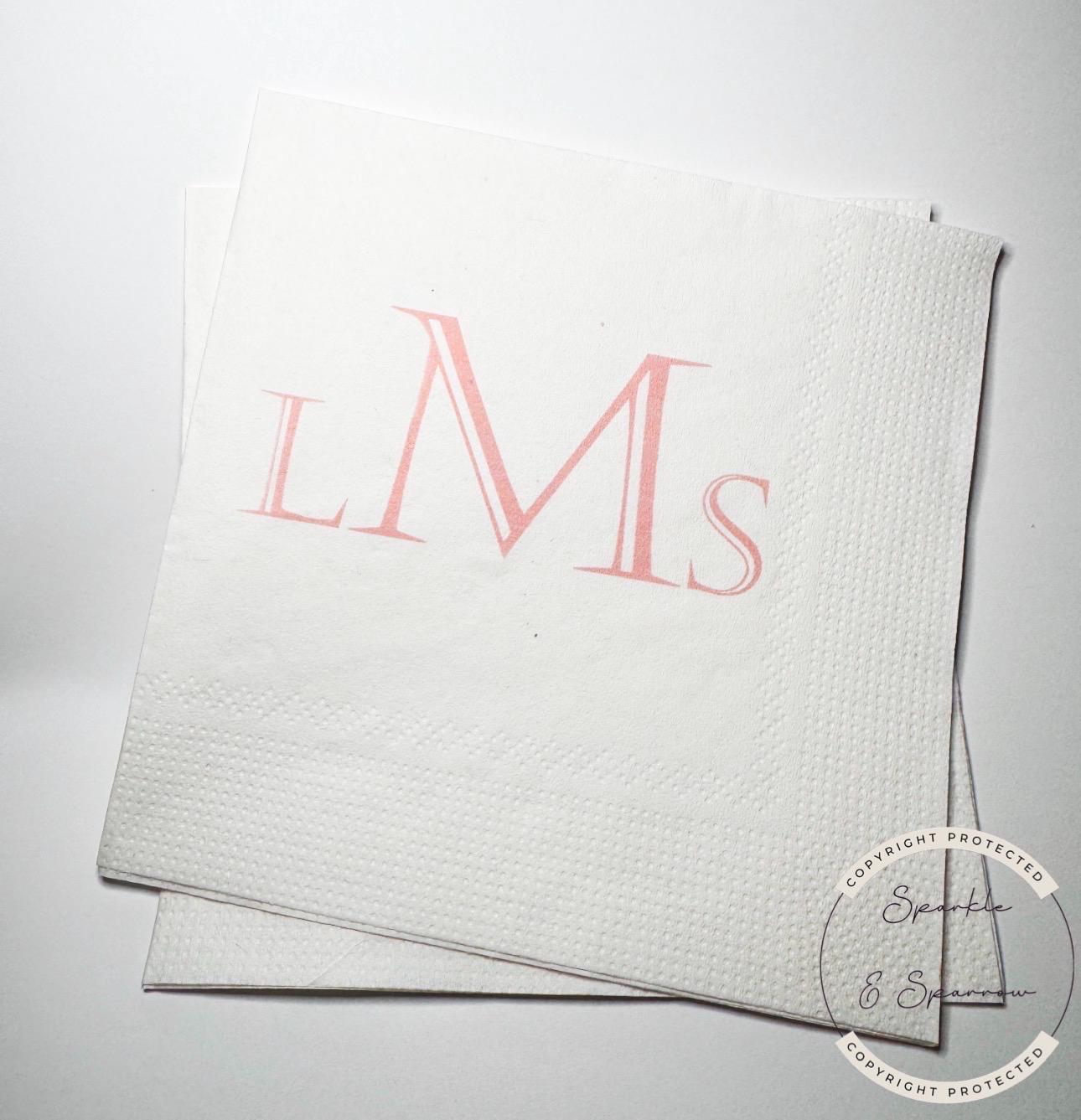 Monogram Baby Shower Monogram Birthday Bridal Shower Grandmillenial Baby Shower Personalized Cocktail, Luncheon or Dinner Napkins Set of 25