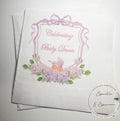 Baby Carriage Watercolor Crest Monogram Purple Bow Baby Shower Lavender Baby Personalized Cocktail, Luncheon or Dinner Napkins Set of 25