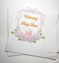 Baby Carriage Watercolor Crest Monogram Purple Bow Baby Shower Lavender Baby Personalized Cocktail, Luncheon or Dinner Napkins Set of 25
