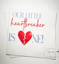 Our Little Heartbreaker is One 1st Birthday Party Heart Valentines First Birthday Cocktail, Luncheon or Dinner Napkins Set of 25