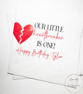 Our Little Heartbreaker is One 1st Birthday Party Valentines First Birthday Personalized Cocktail, Luncheon or Dinner Napkins Set of 25