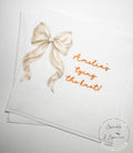 She's Tying the Knot White Bow Bridal Shower Personalized Bridal Napkins White Bow Wedding Cocktail, Luncheon or Dinner Napkins Set of 25