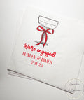We're Engaged Valentine Engagement Party Champagne Red Bow Love is in the Air Personalized Cocktail, Luncheon or Dinner Napkins Set of 25