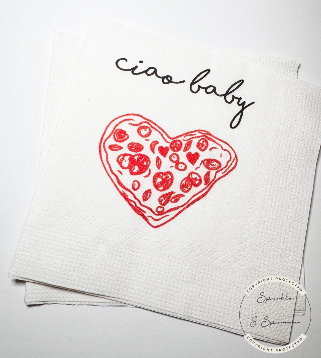 Ciao Baby Red Pizza Baby Shower Ciao Bambino Slice Slice Baby Shower Italian Baby Shower Cocktail, Luncheon or Dinner Napkins Set of 25