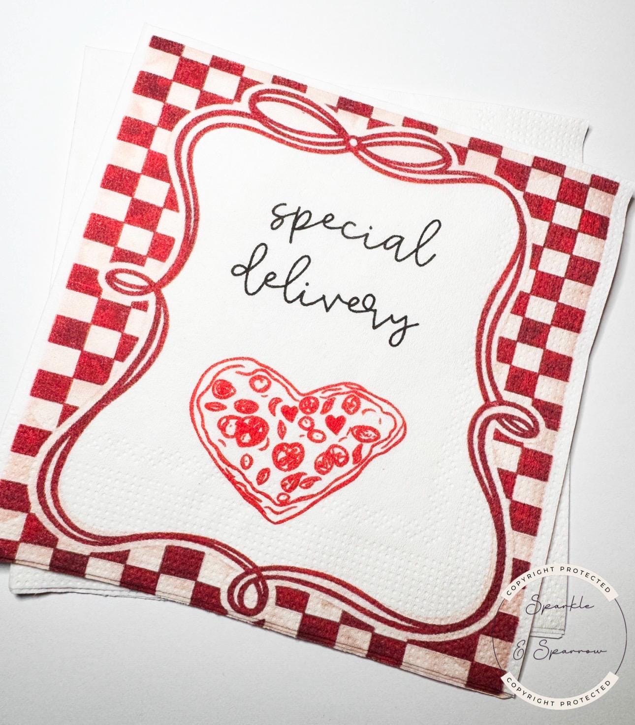 Special Delivery Slice Slice Baby Ciao Baby Red Pizza Baby Shower Red Bow Italian Baby Shower Cocktail, Luncheon or Dinner Napkins Set of 25