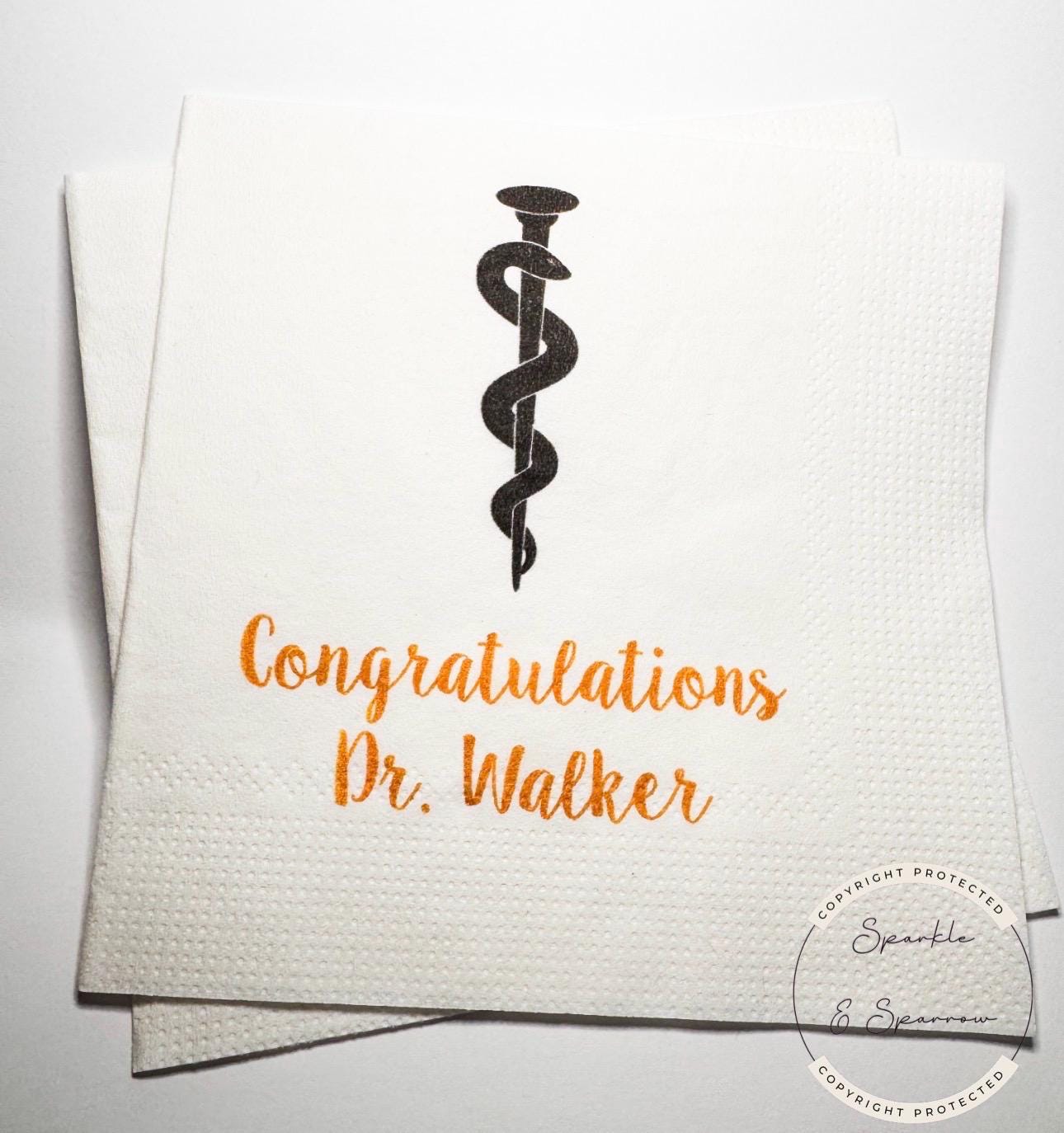 Medical School Doctor Osteopathic Medicine Graduation DO Graduation Dr. Party Personalized Cocktail, Luncheon or Dinner Napkins Set of 25